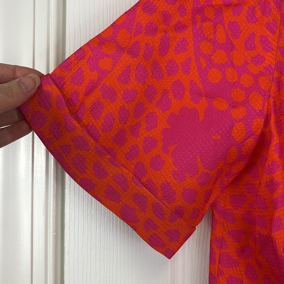 NWT Ted Baker Merrick deep pink orange integral tie front shirt xs - Picture 7 of 10